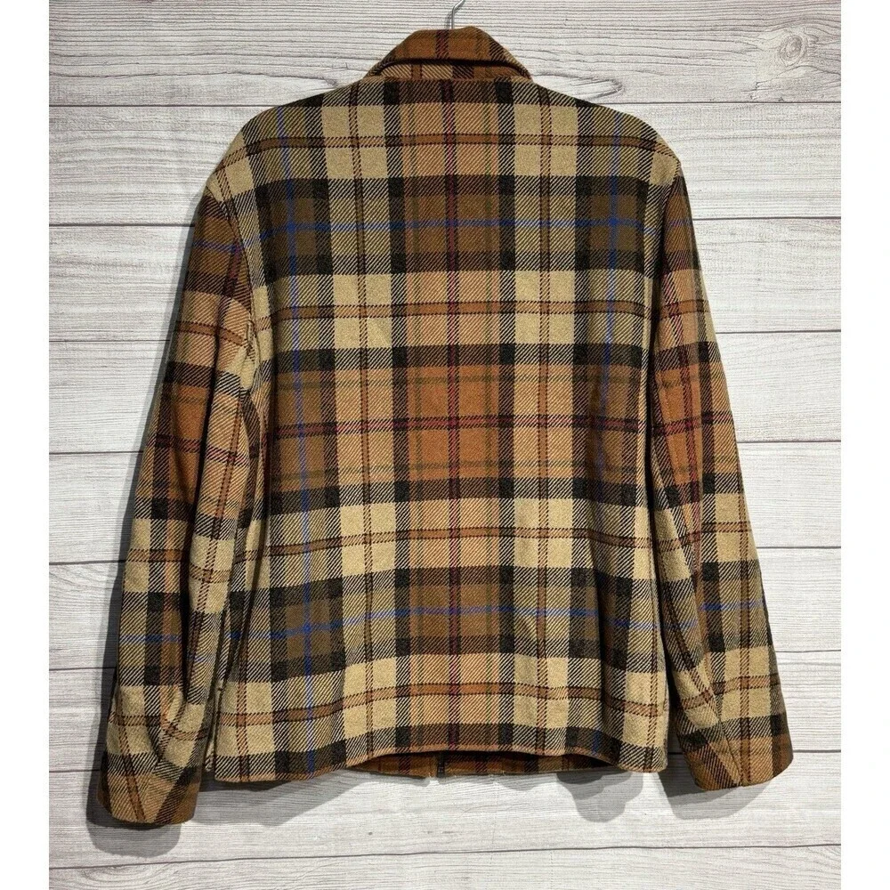 ZARA Men’s Textured Flannel Multi Brown Jacket Fall Coat Size Large